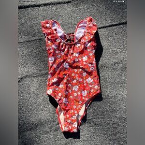 Sugar Coast by Lolli Swim Sz XLarge XL Red Floral One-Piece Bathing Suit EUC